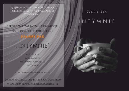 Promocja tomiku poezji "Intymnie" Joanny Pąk