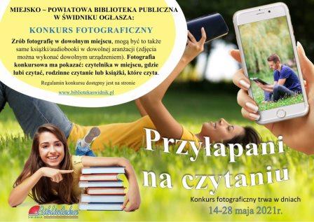 plakat konkursu Przyłapani na czytaniu